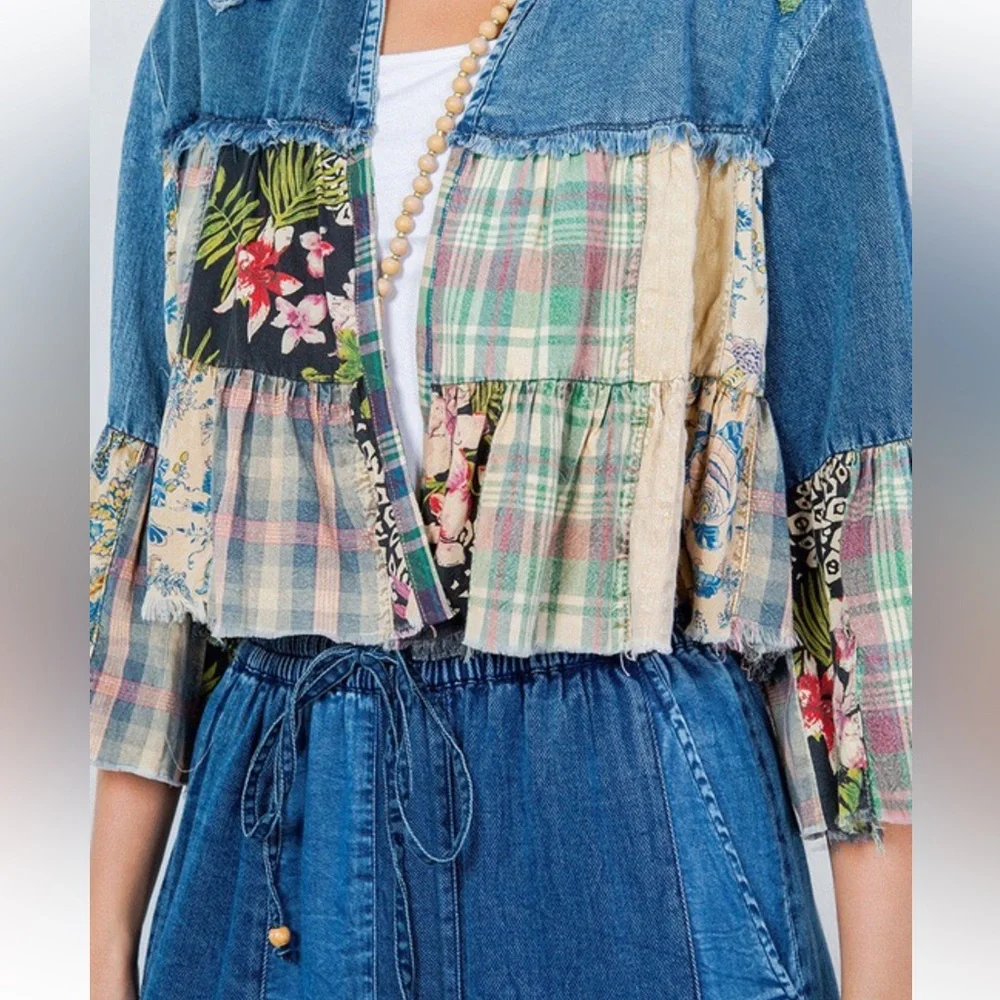 Boho Patchwork Denim Jacket - Picture 5 of 5